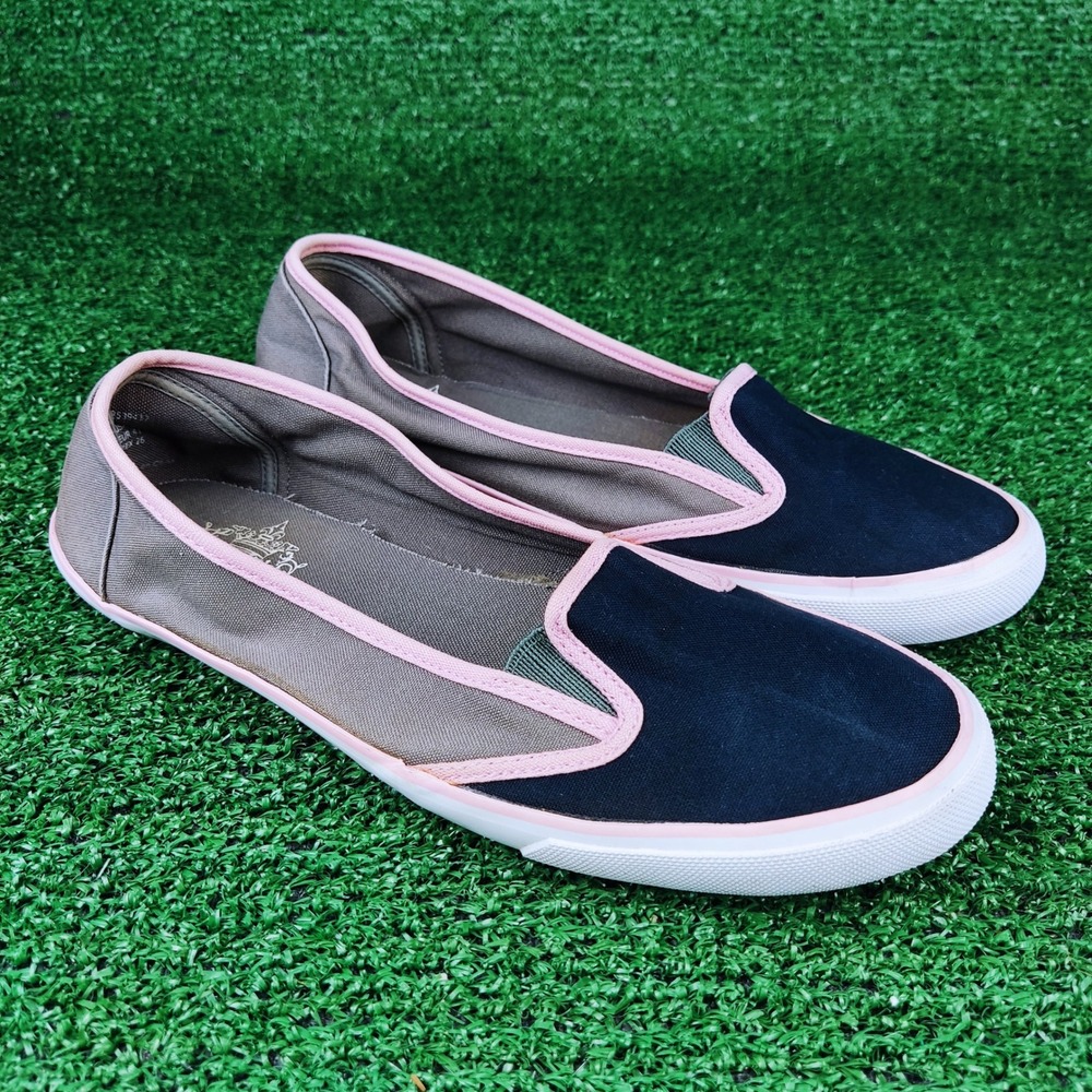 Juicy Couture Slip On Womens 9 Blue Daisie Canvas Sneakers Pink Piping 7539437